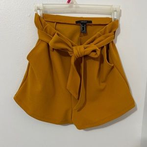 Mustard yellow tie up shorts